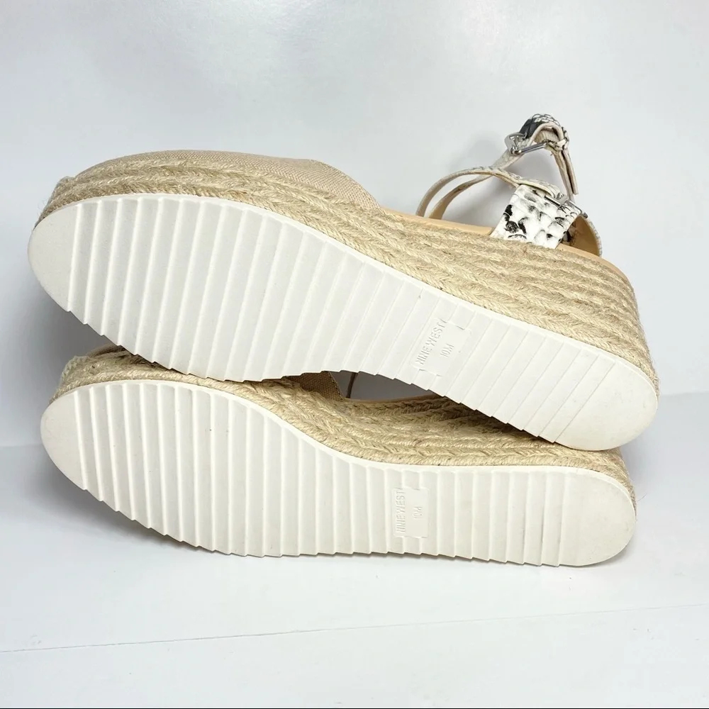 Nine West Wedge Espadrille Beige Snake Print‎ 10M